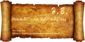 Hankóczy Bökény névjegykártya